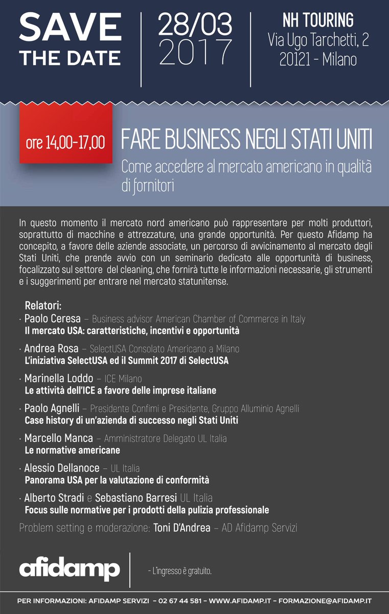 #business con gli #USA: istruzioni per l'uso! Il 28 marzo a #MIlano. Ingresso libero. #economia #imprese #commercio #industria