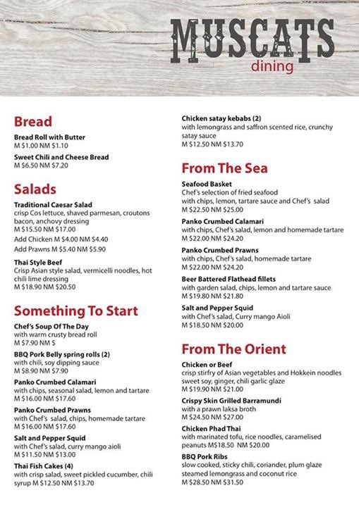 ClubWyong's tweet image. Part 1 of the Muscats Dining startup menu, more dishes being added at the end of the month. Now open for lunch and dinner