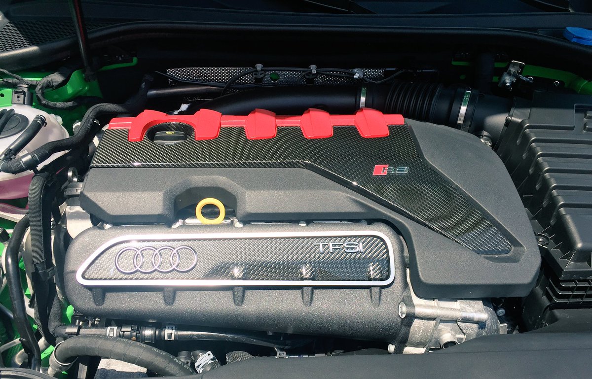 AudiUKPress's tweet photo. #NewRS3 is powered by the multi-award winning 2.5 TFSI, now with 400PS, making it the world's most powerful series production 5-cylinder https://t.co/6gkaqk4HCp