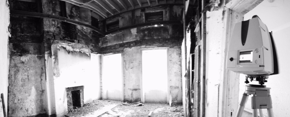 KilkellyGeo's tweet photo. Scanning in the capital today. #Leica #P40 making light work of documenting fire damage for report. #kilkellys #Surveyors #SCSI https://t.co/dPkUeytieb