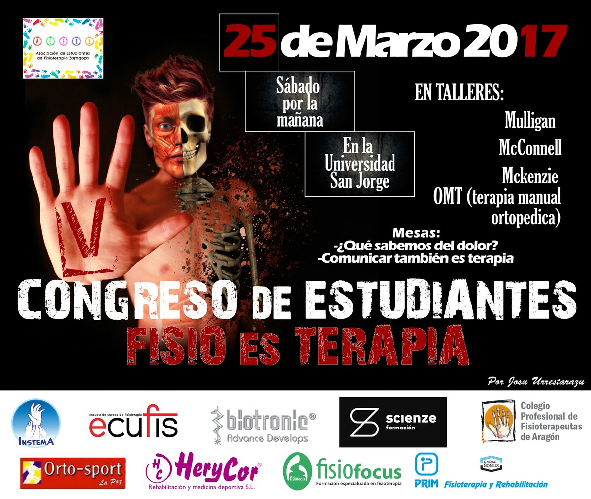 Cartel, programa y plazo de inscripciones abierto para el #5cAEFTZ en la <a href="/_usj_/">Universidad San Jorge</a>.
Para apuntarte: 3cfisiousj.wixsite.com/5congresoaeftz
#Fisioterapia