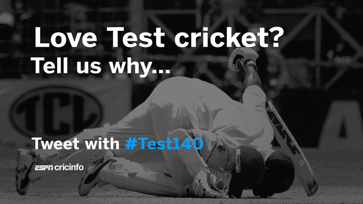 cricinfo's tweet photo. Whites? Five days? Two innings per side? Draws?
What makes Test cricket special for you?
Tweet your love for the game #Test140 https://t.co/D9oSvJpYYX