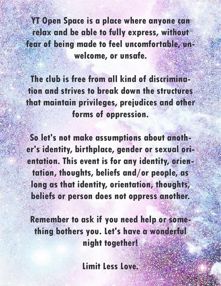 YT Open Space Club on Sunday 19 March: ylioppilasteatteri.fi/pub/ohjelmisto… #art #safespace #teatteri