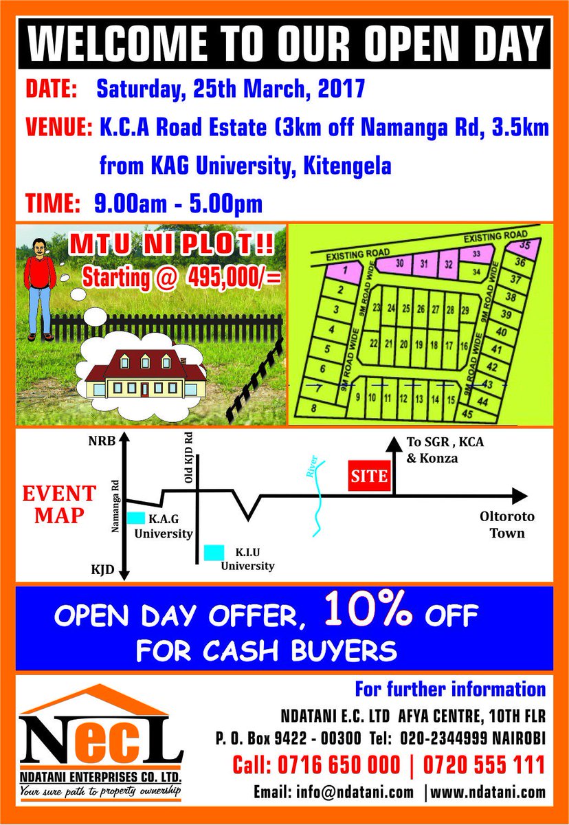 johnstonevusena's tweet photo. Own a titled plot in either Kitengela, Isinya, Utawala, Athi river, Syokimau, Kangundo road, Rongai or Bamburi Mombasa. #MtuNiPlot https://t.co/ZLdqaEPRgv