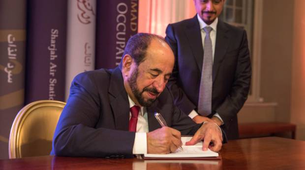vrstechnologies's tweet photo. Ruler of #Sharjah signs the English translation of his #Arabicbook 
The English title of the book is the #TaleofaCity . https://t.co/ILOYcY1lCB