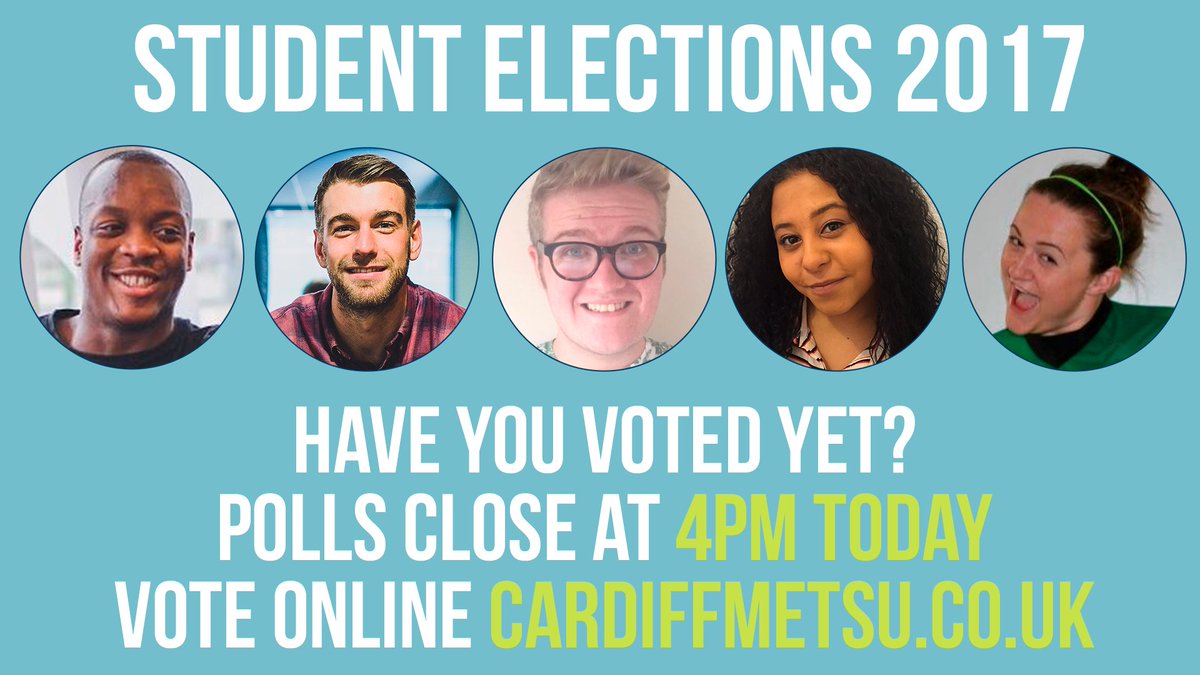 📢🗨️⏰ Have you voted yet? 📢🗨️⏰ 

Last day to cast your vote! Polls close at 4pm!

Vote here: cardiffmetsu.co.uk/elections