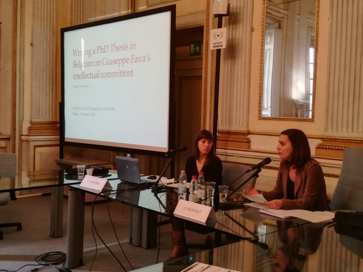 crossunimi's tweet photo. "Writing a PhD thesis in Belgium on Giuseppe Fava's intellectual commitment" - Sarah Vantorre's speech (University of Antwerp) https://t.co/kIGBgWg0Wy
