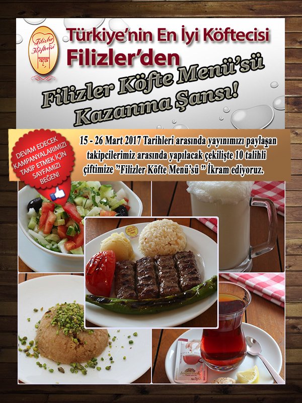 FilizlerKft's tweet photo. "TWİTTER KAMPANYAMIZ BAŞLIYOR"Kazanmak için sadece yayınımız RT'le. 15-26 Mart 2017 Tarihleri arasında yayınımızı RT'le Çekilişe katıl. https://t.co/7jZLEK9XSk