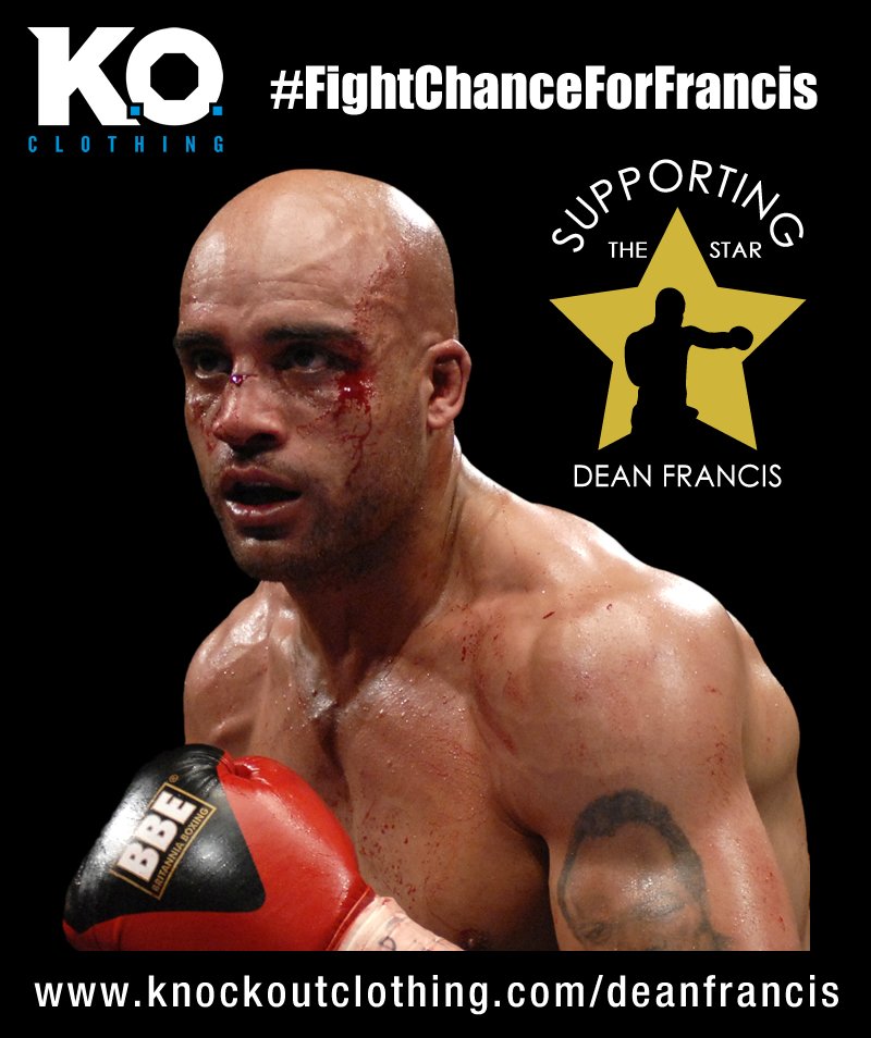 #FightChanceForFrancis t-shirt available @ knockoutclothing.com/deanfrancis ALL profits go towards helping raise funds for Dean Francis! #boxing