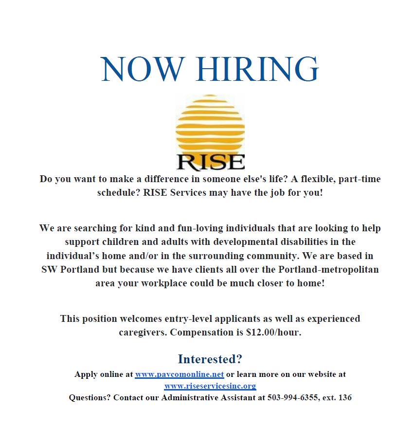 CCC_CareerCtr's tweet photo. RISE Services, Inc.is hiring!  Stop by their information table in the Community Center Wed. Mar. 15, 11:30am-1:30 pm https://t.co/oPKJOk6z5r