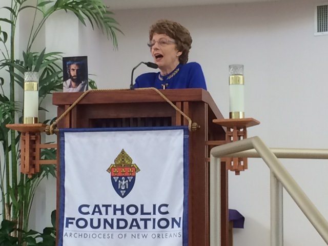 Guest speaker Jan Tate addresses @TheCFnola Catholic Women in Action Lenten Morning of Reflection at St. Francis Xavier Church.