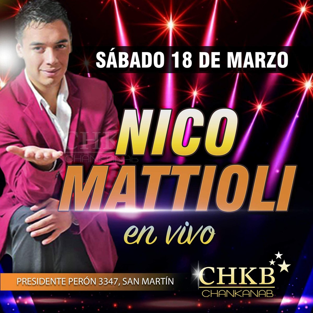 YeeBermudez's tweet photo. Sabado 18 Nico Mattioli en  
•CHKB ChankaNaB 
@nicomattioli17 https://t.co/5wubbaGYL2