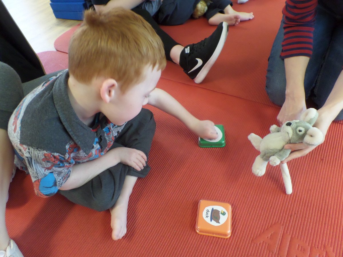 SticknStep1's tweet photo. Rhys and Alfie worked so hard in their session! They used switches to help them make decisions and communicate with others! #CEAW https://t.co/MheOlB2c73