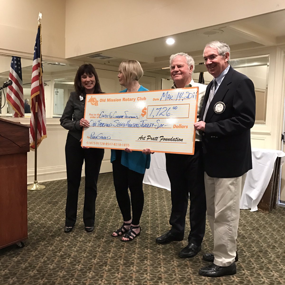 OMRotaryClub's tweet photo. @OMRotaryClub happy to present Center for Community Solutions with a grant for playground safety groundcover keeping kids safe. https://t.co/U9ODSO2vIa