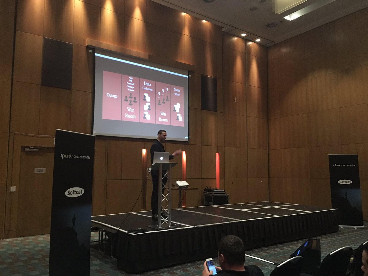 KJ_Lambert's tweet photo. Now @LeMasterGui is talking outages. Wondered how much it could cost your business? Check this out https://t.co/Tr43o3Cwfr #SplunkDisco17 https://t.co/3UMJrqEYgN