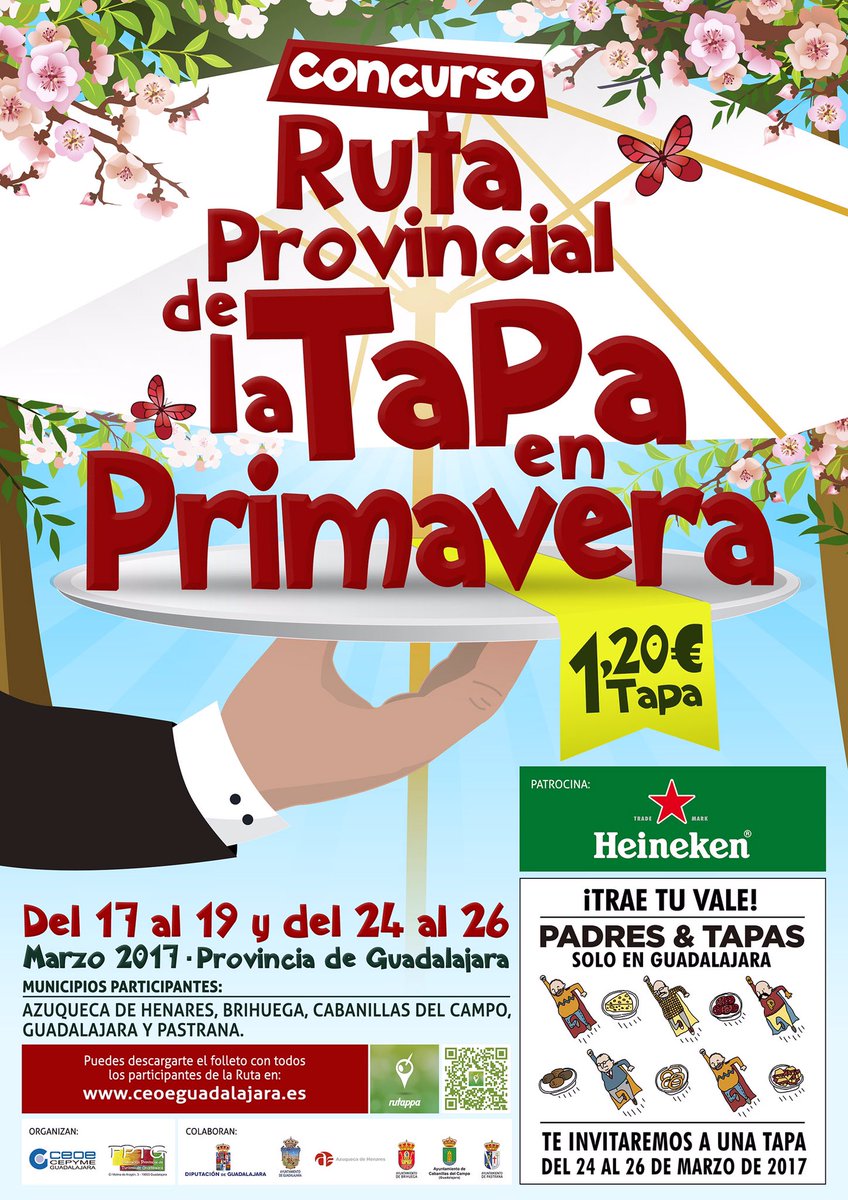 CEOEGuadalajara's tweet photo. Recorre la #RutaTapaPrimavera 🌸☀️en #Guadalajara 17al19 y del 24al26 de marzo 🍡🍢 @dipuguadalajara +info📲https://t.co/m51hYSxxdA @turismoengu https://t.co/PdBJ5BXEHI