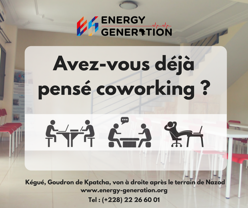 EnergyGenAfrica's tweet photo. Avez-vous déjà pensé coworking ? 
#Togo #TgTech #Team228 https://t.co/MJpc3geUjM
