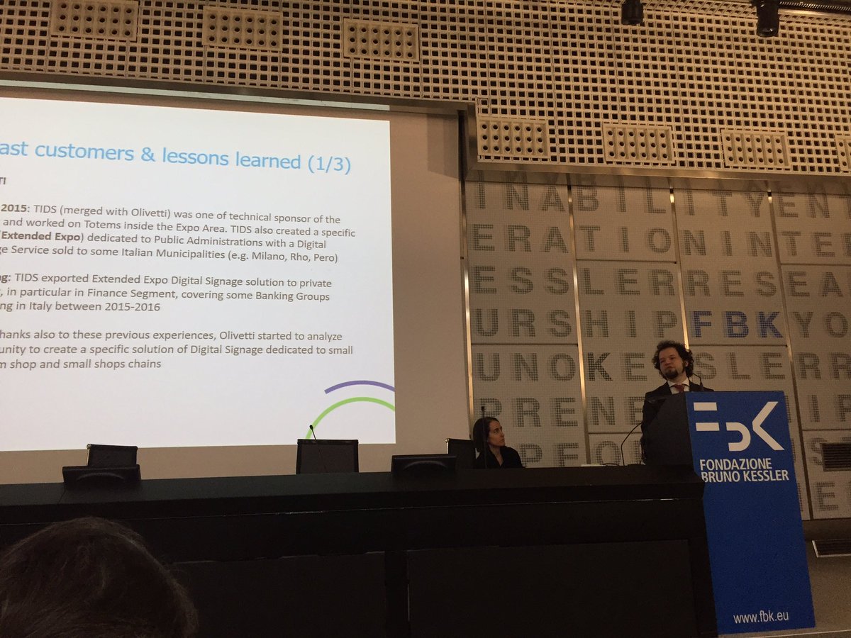 JOL_SCube's tweet photo. Presenting Smart Retail HII DRS-Permanent Experiences #WCards proposition with @OlivettiOnline at EIT Digital @MarcoGMarchesi https://t.co/z4QGG0c0B9