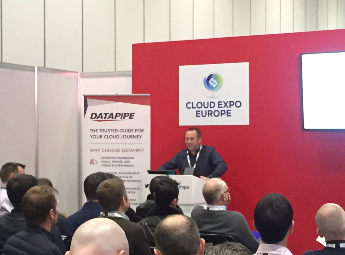 Datapipe_Europe's tweet photo. @KevLinsell asks "Why multi-cloud?" The why, the what and the how in context of the #cloud journey #CEE #agileinfrastructure https://t.co/FQFjKKBRYC