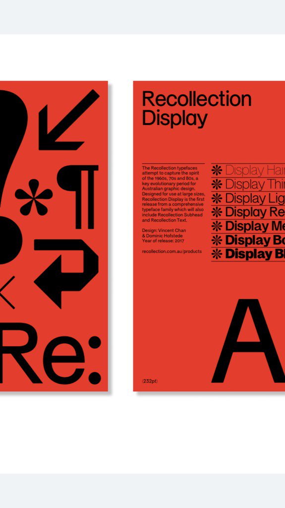 hofstededesign's tweet photo. Sun 1.30–2pm Vin Chan and I will be discussing the Recollection typefaces at the NGV Art Book Fair. Entry is free. https://t.co/wTWne0UNVl