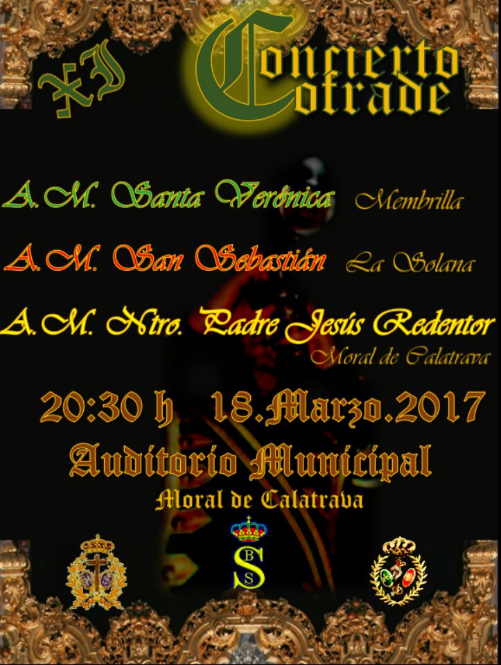 Este Sábado es el turno de nuestro XI Concierto Cofrade, con la presencia de <a href="/AM_SanSebastian/">A.M San Sebastian</a> y <a href="/AMSantaVeronica/">A.M Santa Verónica</a>. 
¡No se lo pierdan!