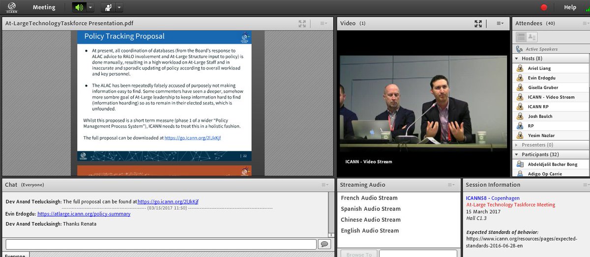anteliznet's tweet image. Sesión de @ICANNAtLarge +INFO sobre #TechnologyTaskforce para facilitar participación y comunicación de los usuarios de #Internet #ICANN58