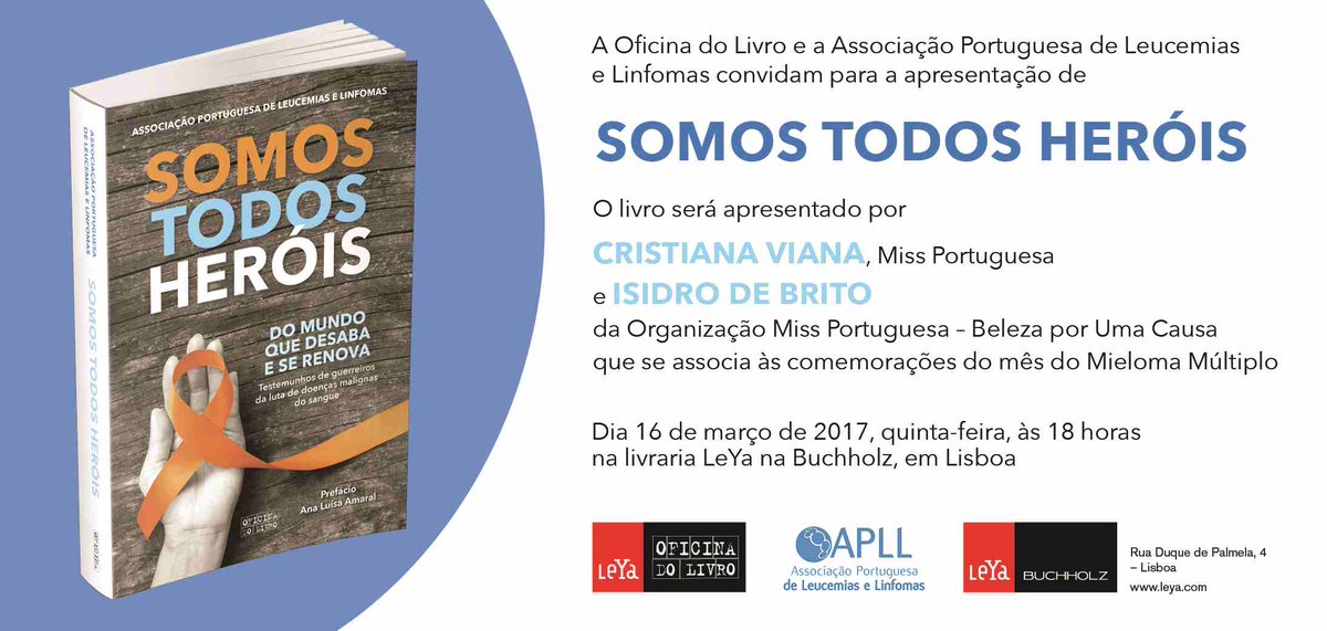 APLL_2016's tweet image. Apresentação do livro “Somos Todos Heróis”, na Livraria Leya na Buchholz, em Lisboa, no dia 16 de Março pelas 18h. Contamos consigo!!