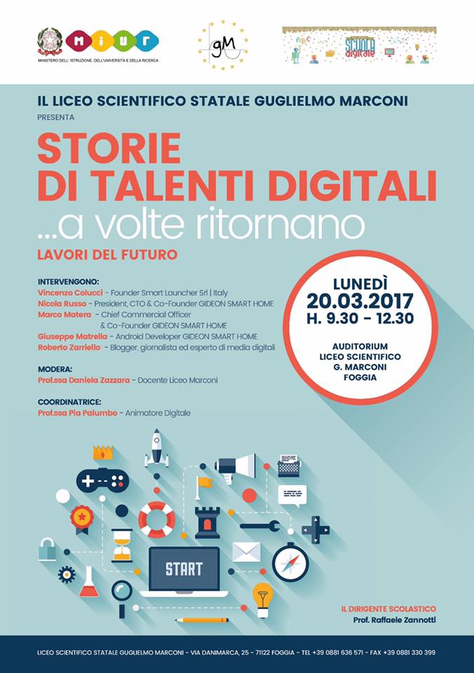 Antonio Prigiobbo (@killermedia) on Twitter photo #Puglia a #Foggia il #20marzo
Liceo Scientifico Guglielmo Marconi ci saranno "Storie di talenti #digital"
#scuoladigitale #MIUR <a href="/MiurSocial/">MiurSocial 😷</a> #Puglia a #Foggia il #20marzo
Liceo Scientifico Guglielmo Marconi ci saranno "Storie di talenti #digital"
#scuoladigitale #MIUR <a href="/MiurSocial/">MiurSocial 😷</a>