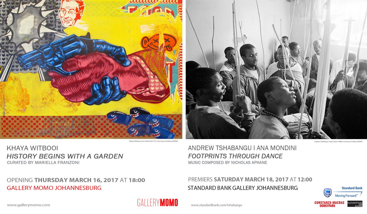 Join us THURS at 18:00 for Khaya Witbooi's opening &amp; SAT at 12 noon for performance 'Footprints Through Dance' at Standard Bank Gallery