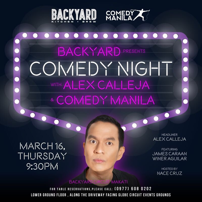 cj899's tweet photo. Comedy Night tomorrow with @alexcalleja1007 😆😂😂 @Backyard_PH #BackyardCircuit https://t.co/fyBZ87kQkc