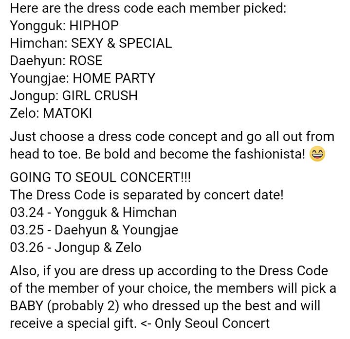 NabiProj's tweet photo. B.A.P 2017 WORLD TOUR 'PARTY BABY SEOUL BOOM' Official Dress Code! https://t.co/bC1hH14NY2