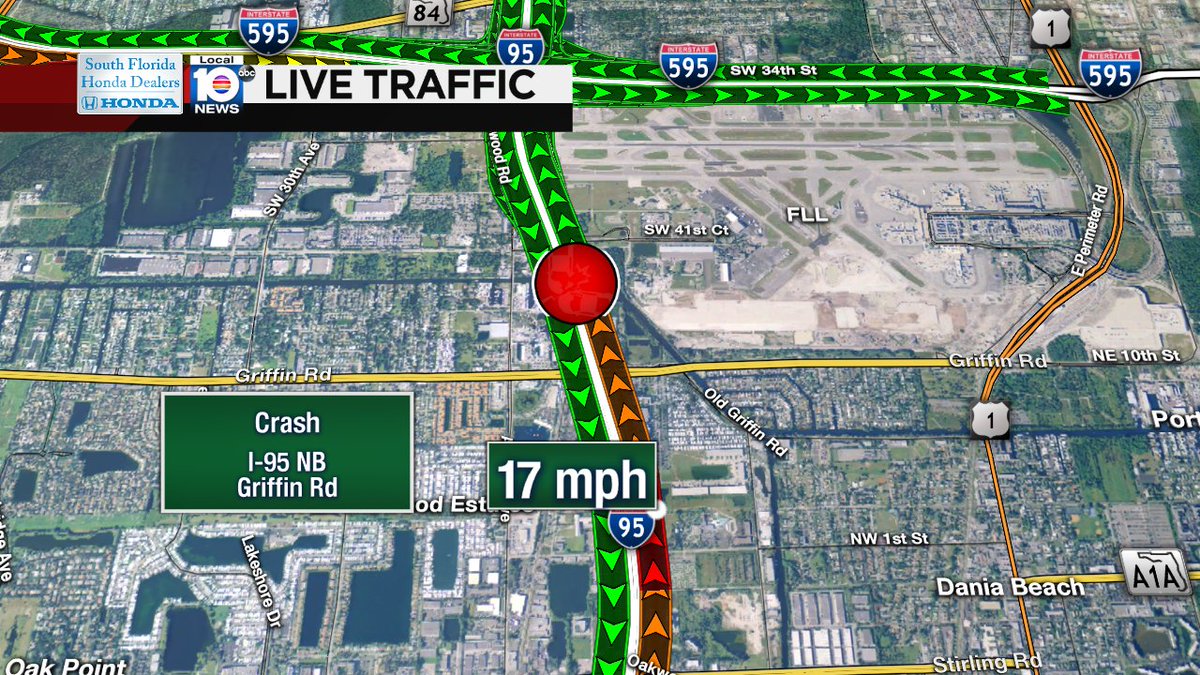 Crash on I-95 NB at Griffin Rd #traffic https://t.co/a6gDCzV3sf