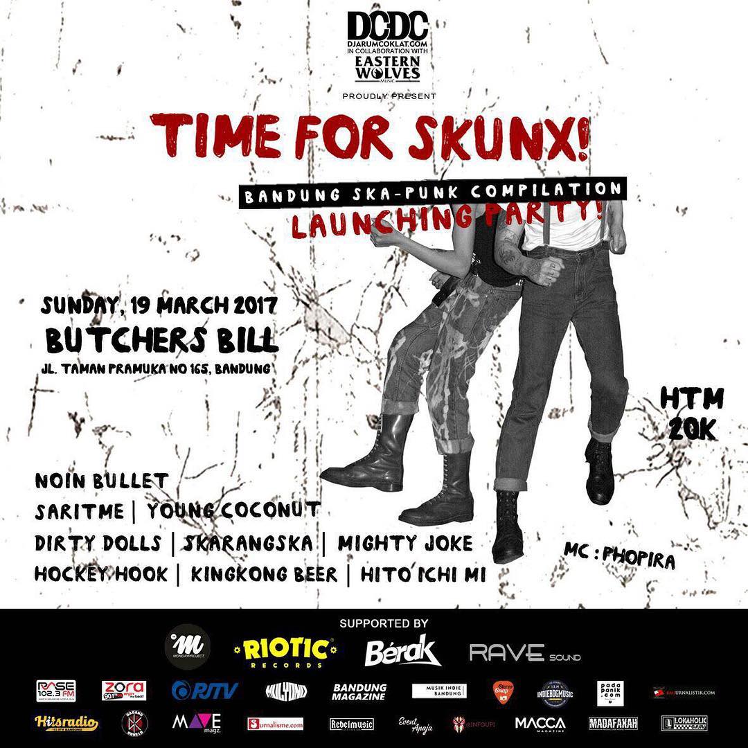 DCDCofficial's tweet photo. DCDC in collaboration with #EasternWolvesMusic Proudly Present TIME FOR SKUNX! Bandung Skapunk Compilation LAUNCHING PARTY! https://t.co/sSeZKa6YGx