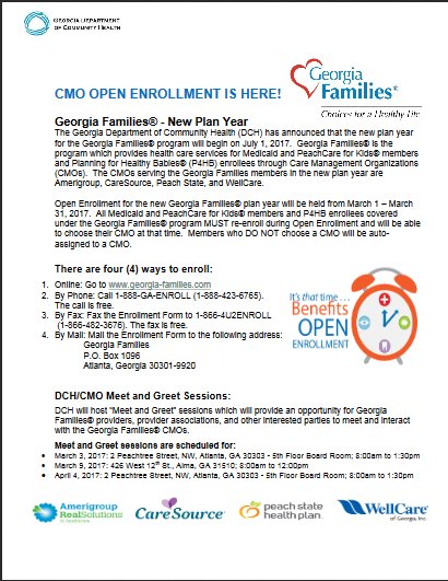 If your child is in need of health insurance, please see flier attached. Thank you!