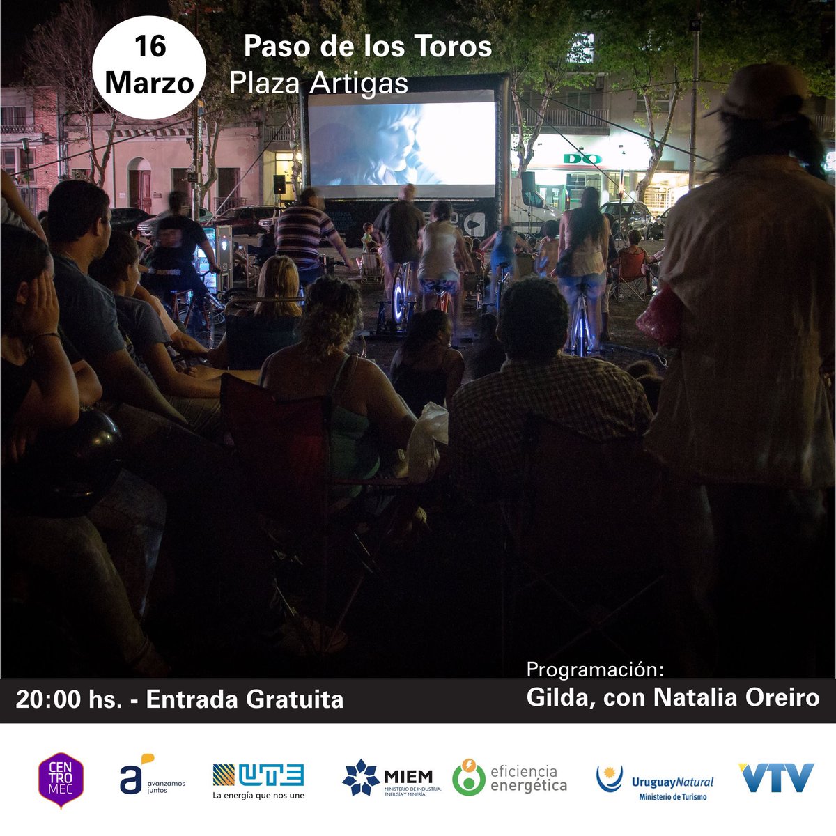 elvasconcellos's tweet photo. Este jueves #EfectoCine exhibe en Plaza Artigas de PToros  "Gilda" la película. 20hs. Entrada Gratis @AntelDeTodos https://t.co/ALc6LCx137