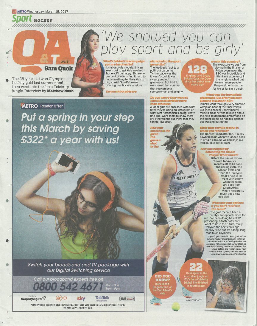 Nice to see @samanthaquek talking about our campaign in the @metrouk this morning, thank you <a href="/mattnashmetro/">Matthew Nash</a> #SunPatFuellingFun