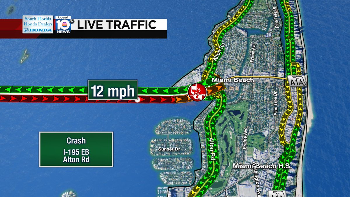 Crash on I-195 EB at Alton Rd #traffic https://t.co/9daaxOmtru