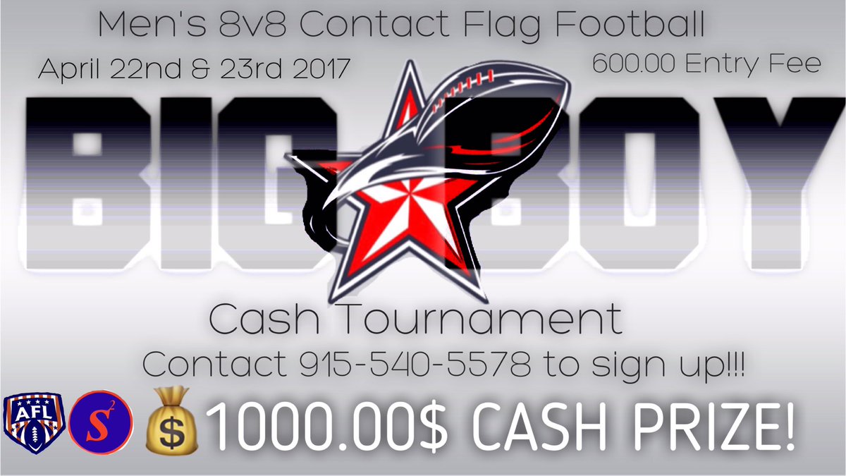 AFLFLAGFOOTBALL's tweet photo. THE 2017 FLAG FOOTBALL BIG BOY CASH TOURNAMENT IS GOING DOWN! SIGN YOUR TEAM UP TODAY AND COME WIN THE CASH! 🔥🔥🔥🔥🔥 https://t.co/12HEvGnyZa