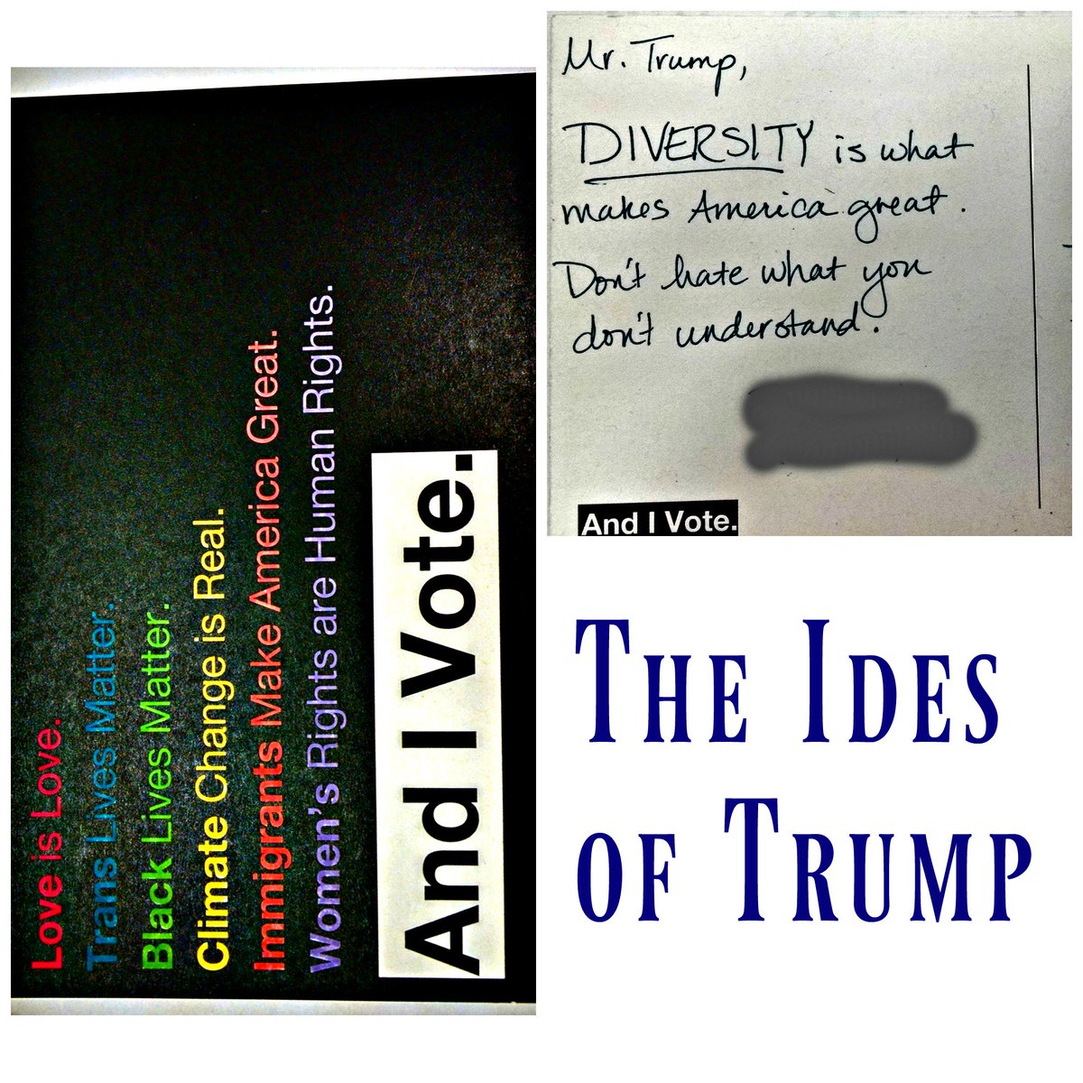HitsLikeAGirl65's tweet photo. Dropping off bright and early! #IdesOfTrump #AndIVote @BChangeAlliance @andivote_us https://t.co/rhy7YMJVwC
