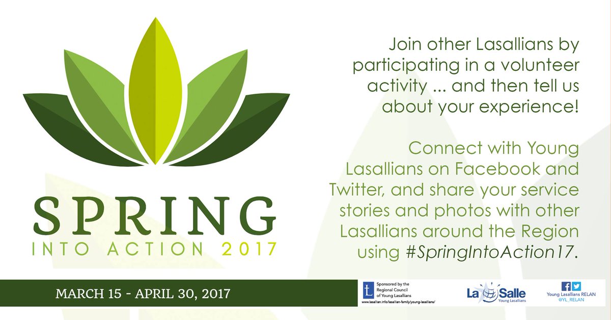 younglasallians's tweet photo. Rise and Serve! starts today. Spring into Action as well! @yl_RELAN #springintoaction17 #WeAreLaSalle #Service
https://t.co/XbI3Ys0rTL https://t.co/hS1BJRKzCU