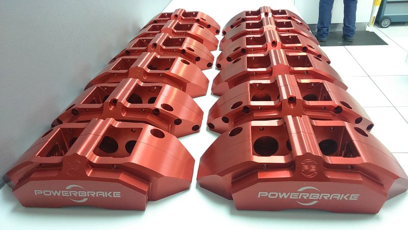 PowerbrakeSA's tweet photo. New batch of red anodised 6-piston #calipers ready for assembly. https://t.co/kIMdFVd6Jc