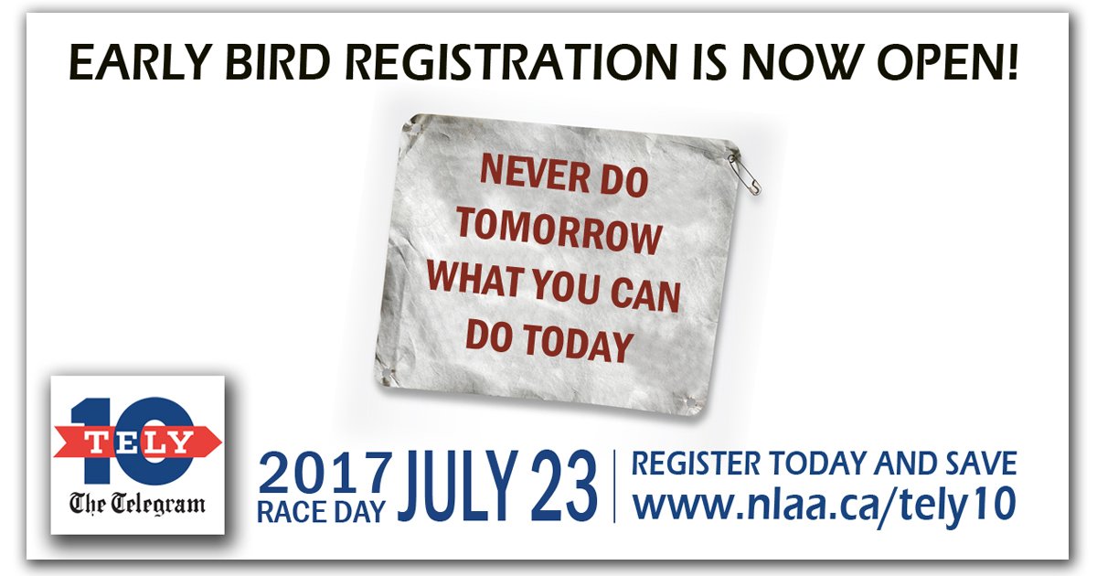 Tely10NL's tweet photo. Registration is now open for 90th #Tely10 Mile Road Race
https://t.co/ekXJ4BlYS7
@StJohnsTelegram @VOCMNEWS https://t.co/TCwHE6GXhX