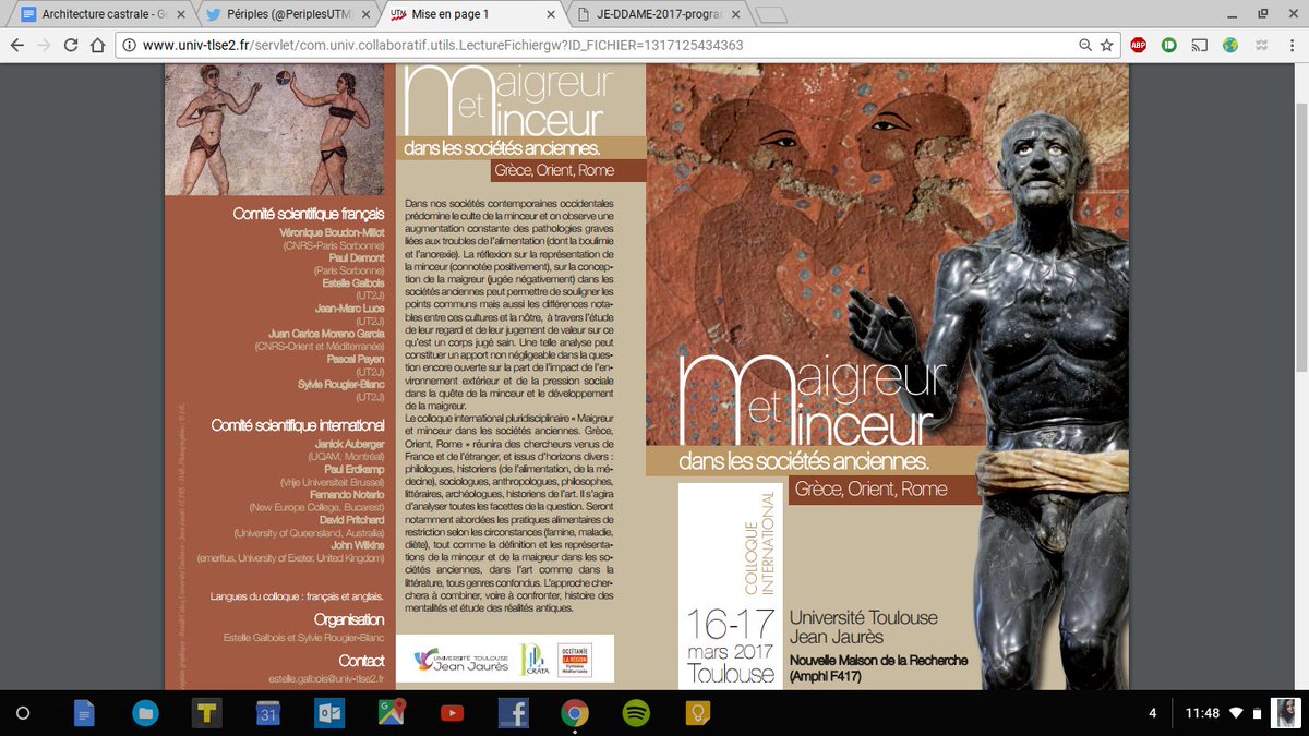 cestcloesansh's tweet photo. 16 &amp; 17 mars "Maigreur et minceur dans les sociétés anciennes Grèce, Orient, Rome", Amphi F417 Nouvelle Maison de la Recherche @UTJeanJaures https://t.co/LsYOX238QC