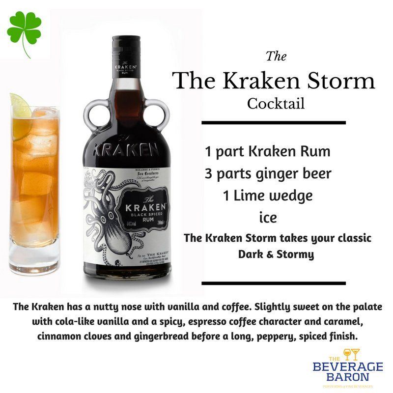 BeverageBar's tweet photo. Get in the #StPatricksDay spirit with @KrakenRum's spin on a #DarkandStormy, the #KrakenStorm #cocktail! https://t.co/eijEqLwQO5