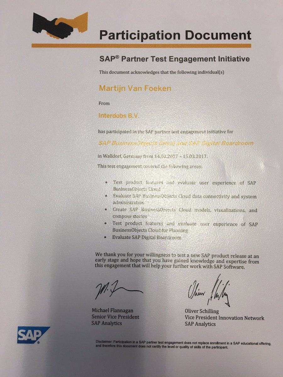 Wrapping up the #SAP #BusinessObjects #Cloud Partner Test session. Seen some nice innovations! Will become available soon! #NDA <a href="/interdobs/">Interdobs</a>