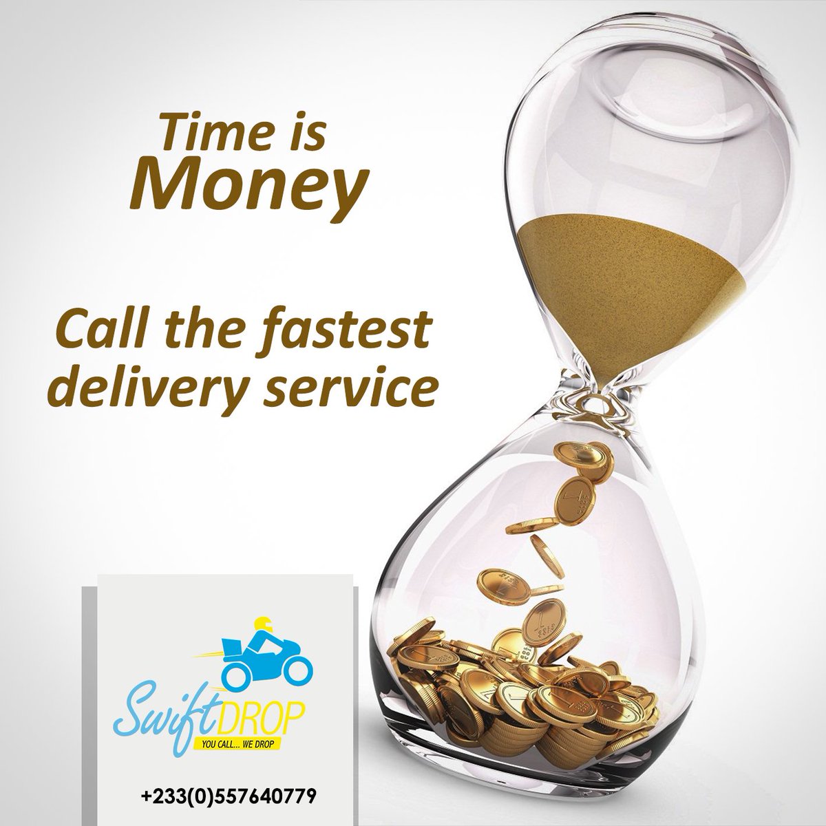 SwiftDropgh's tweet image. We will deliver your package on time. For deliveries within Accra and Tema, Call +233(0)557640779 #swiftdrop #youcallwedrop