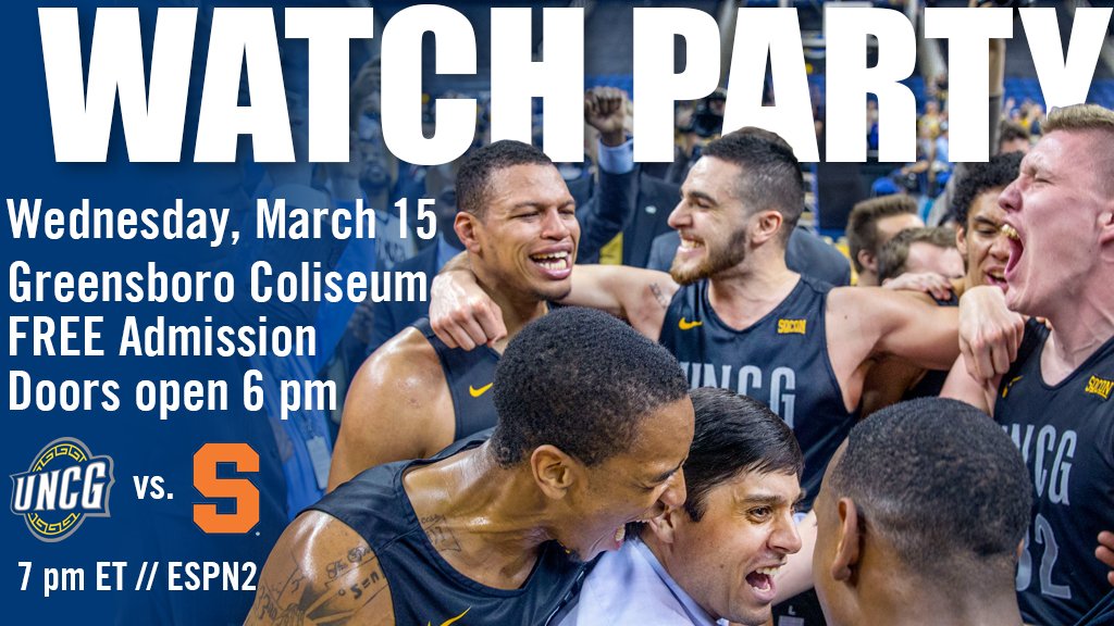 uncgspartans's tweet photo. Join us tonight at the @Gbocoliseum for a watch party as @UNCGBasketball faces Syracuse in the NIT.
$2 Natural Lights
FREE Admission! https://t.co/jqa39rbXiz