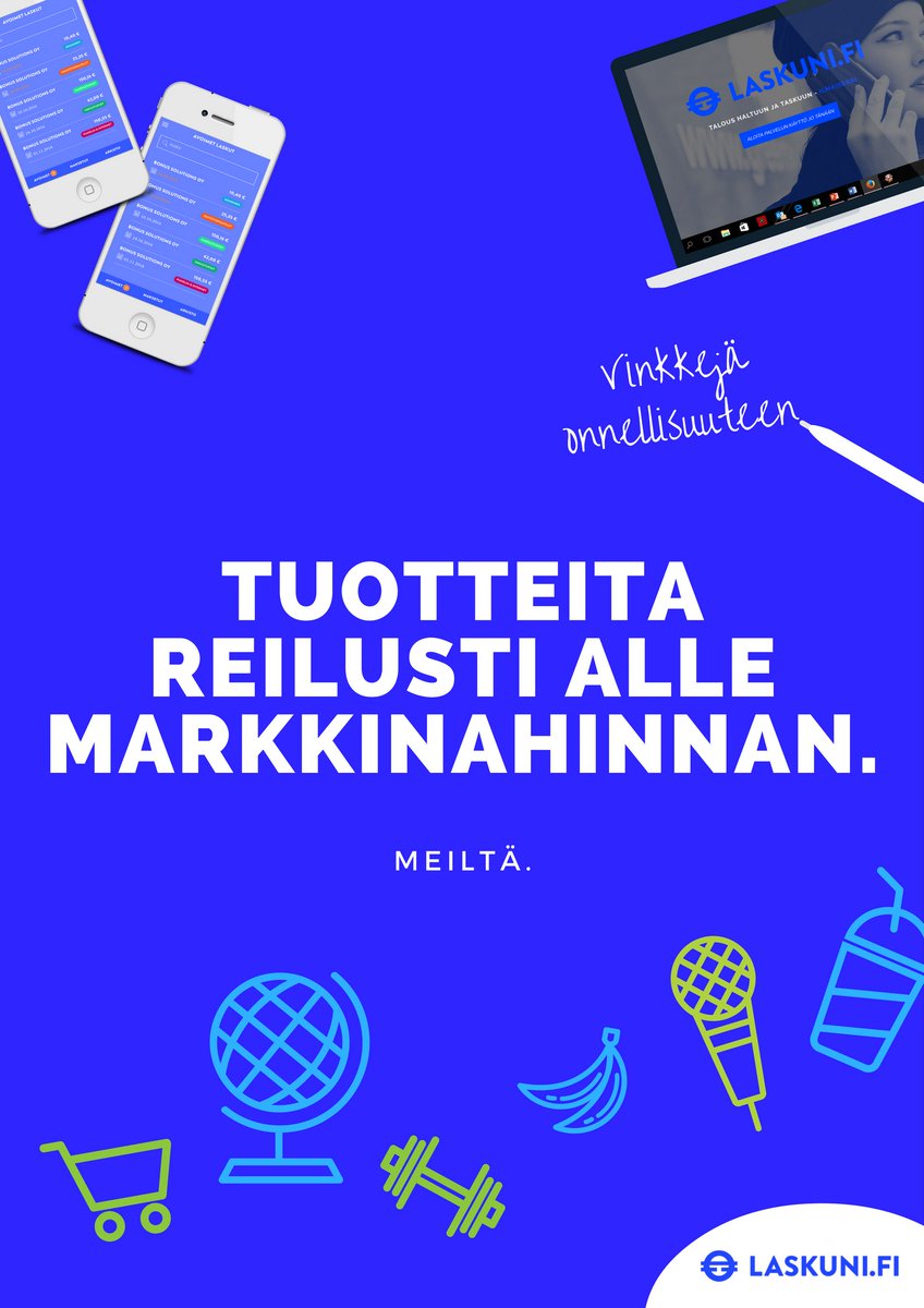 Laskuni_fi's tweet photo. Laskuni.fi-palvelu tarjoaa sinulle säännöllisesti edunarvoisia tarjouksia. #talous #laskut #tarjoukset https://t.co/2jKfoUPXPg