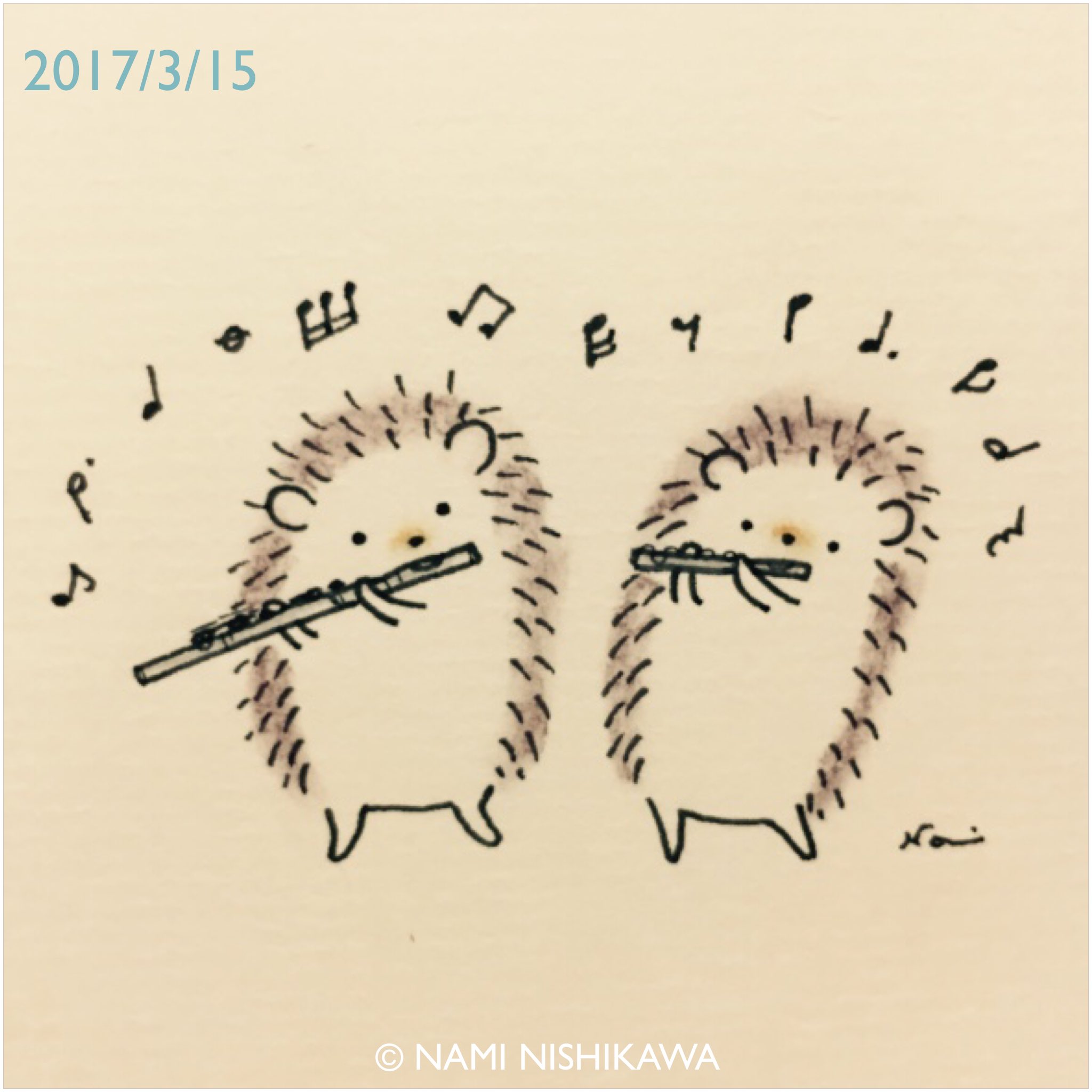 にしかわなみ なみはりねずみ Twitter પર 1147 フルートと ピッコロ A Flute And A Piccolo Illustration Hedgehog イラスト ハリネズミ なみはりねずみ