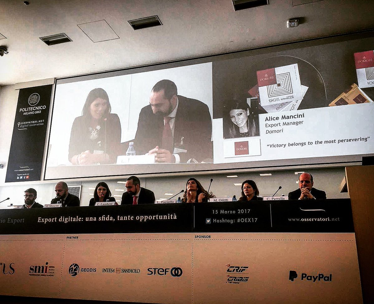 domorichoc's tweet photo. Vicotory belongs to the most perservering - la nostra export manager Alice Mancini a #OEX17 per parlare di #export digitale. #Domori https://t.co/ZWgwGgwYXY